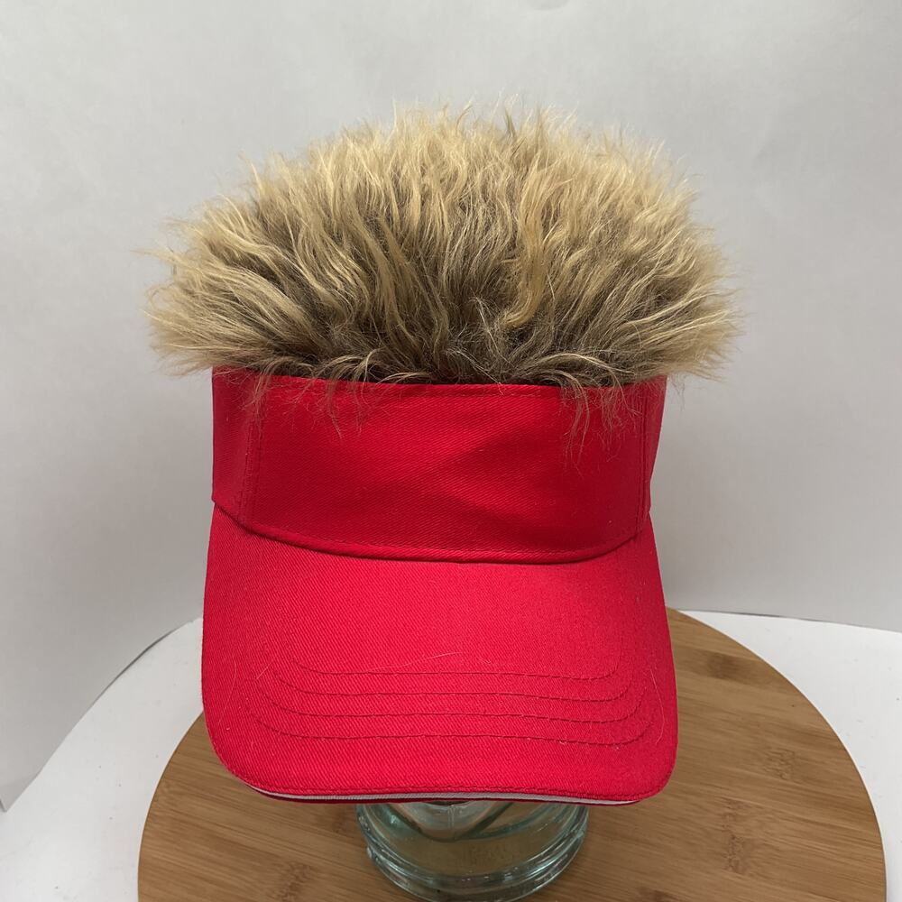 Flair Hair Sun Visor Adjustable With Fake Hair Wig BaseBall Cap